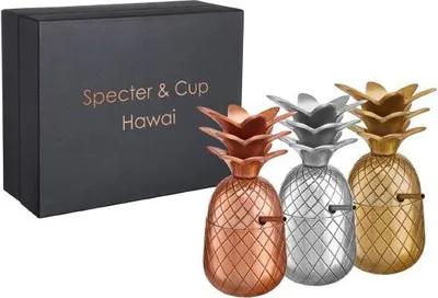 Produktbild von Hawai - 3er Set Ananas - Cocktail Becher 300ml mit Strohhalm