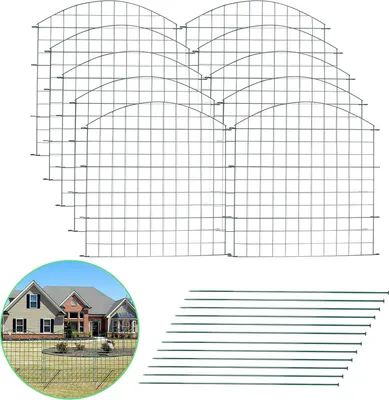 Produktbild von EINFEBEN 22tlg Set Teichzaun mit 10 Zaunelemente und 12 Befestigungsstaeben, Gartenzaun Zaun Teich, Gartenzaun Gruen, Welpenauslauf, Freigehege(Oberbogen)