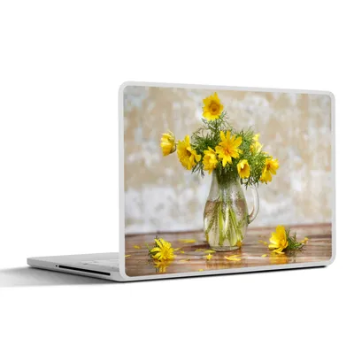 Produktbild von MuchoWow® Laptop Aufkleber Sticker Cover Blumen - Gelb - Stilleben 32.5x23.5 cm - Sticker für Laptop - Selbstklebend