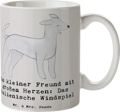 Produktbild von Mr. & Mrs. Panda Kaffeetasse Italienisches Windspiel - Grau Pastell - Geschenk, Hunde, Hunderassen Pflege, schöne tasse, anmutig, Kaffeebecher, liebevolle, Hunderasse