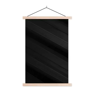 Produktbild von MuchoWow® Textilposter Schwarz - Grau - Design - Textur 60x90 cm mit holzfarbenen Rahmen - Textil