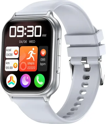 INF Multifunktionale Smartwatch mit Gesundheitsüberwachung und Bluetooth-Anrufen Silber