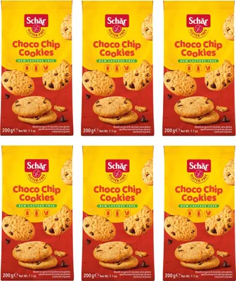 Produktbild von 6x Schär Gluten Free Choco Chip Cookies Kekse mit Schokoladentropfen Glutenfrei 200g Beutel