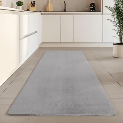Produktbild von Carpetsale24 Waschbarer Kurzflor Teppich, rutschfest & weich, Modernes Einfarbig Design für Wohnzimmer, Schlafzimmer, Grösse: 80x250 cm