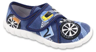 Produktbild von Hausschuhe Befado FLEXI 457P009 Barfuß SUPERCAR blau Klettverschluss