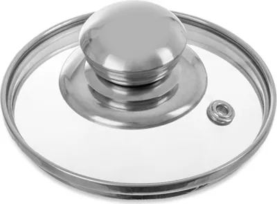 Zdjęcie produktu dla Orion | szklana pokrywka - z pierścieniem ze stali nierdzewnej - Ø 10 cm - szkło żaroodporne 200°C - uniwersalna pokrywka - do garnków i patelni - z wylotem pary