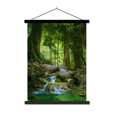 Produktbild von MuchoWow® Textilposter Dschungel - Steine - Wasser - Natur - Pflanzen 40x53 cm mit schwarzem Rahmen - Abbildung