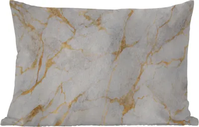 Produktbild von MuchoWow® Outdoor Kissen - Marmor - Weiß - Gold - Abstrakt - 60x40 cm - Wetterfest - Lounge Kissen - Zierkissen - Kissen für Innenräume