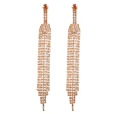 Produktbild von Baumelnde Ohrringe, lange Quaste, dekorativ, Temperament,  Schmuck, Geschenk, Accessoire, modisch, für Damen, glänzend, Strass, Party, Tropfenohrringe für Dating-Sekt
