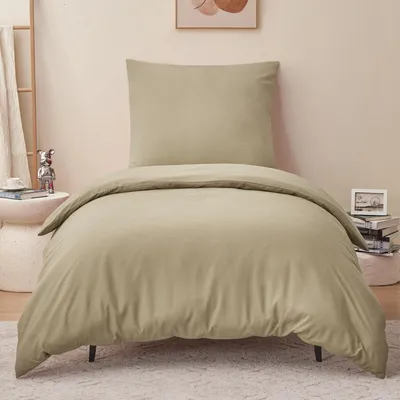 Productafbeelding van Bettenset, 140x200 cm, 2-delig, taupe kleur, microvezel