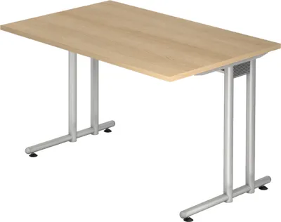 Produktbild von bümö Schreibtisch Serie-N - Größe:  120 x 80 cm, Nachbildung: Eiche