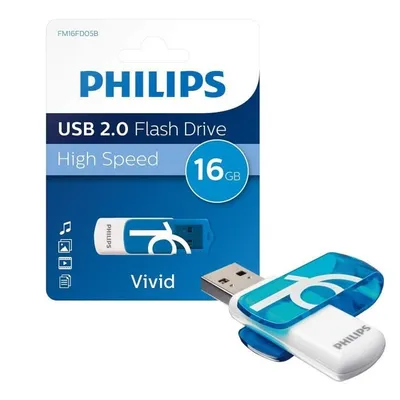 Zdjęcie produktu dla Pamięć USB PHILIPS Vivid niebieski, biały 16 GB