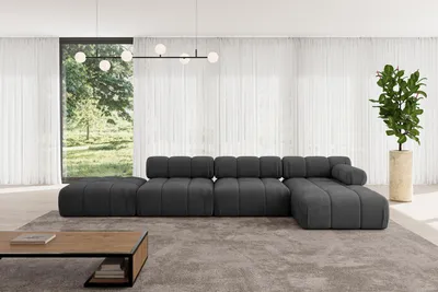 Produktbild von ALTDECOR Modulares Sofa Ecksofa in L-Form - Lizur-L2 - 380x160x70 cm Schwarz Corner modular Sofa Eckcouch Couch Wohnlandschaft Cauchsofa Polstersofa