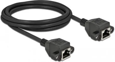 Produktbild von DeLOCK Netzwerk Verlängerungskabel S/FTP RJ45 Buchse zu RJ45 Buchse Cat.6A 2 m schwarz, 2 m, Cat6a, S/FTP (S-STP), RJ-45, RJ-45, Schwarz