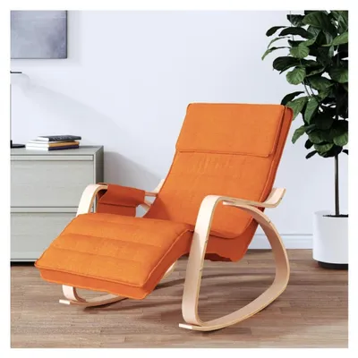 Produktbild von Schaukelstuhl Relaxstuhl Schwingstuhl Ruhesessel Loungesessel Polstersessel Schaukelsessel Wohnzimmer Dunkelgelb Stoff