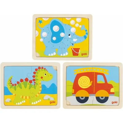 Productafbeelding van GOKI Gollnest & Kiesel Inlegpuzzel: Dinosaurus, brandweer, olifant
