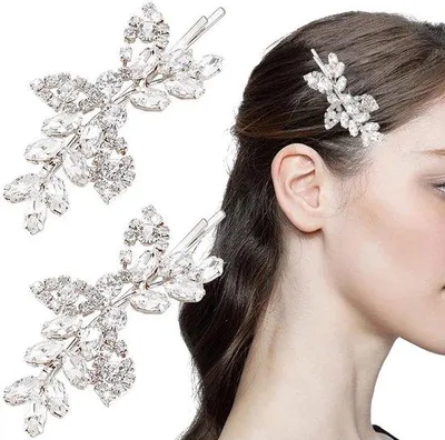 Produktbild von Haarclips mit Kunststoffperlen und Kristallen - Set von 2 Bräutigam-Haaraccessoires
