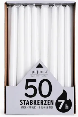 Image de Pajoma, lot de 50 bougies blanches, hauteur 25 cm, durée de combustion d'environ 7 heures