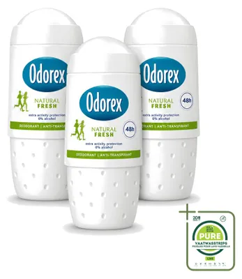 Produktbild von 3 x Odorex Deodorant Roller Natural Fresh - 50 ml - Großpackung - 3 Stücke