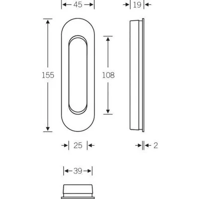 Produktbild von FSB Schiebetürmuschel 4250 blind Edelstahl fein matt - 0 42 4250 00000 6204