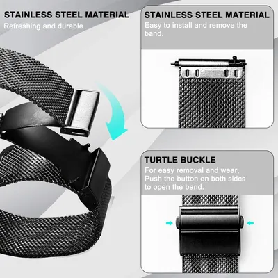 Edelstahl Mesh Armband für Herren und Damen, Schnellwechsel Mesh Band 22 mm