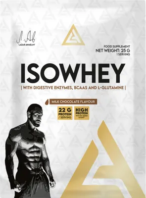 Immagine prodotto di Lazar Angelov Nutrition | IsoWhey | Proteine isolate del siero del latte con enzimi digestivi, BCAA e glutammina Cioccolato