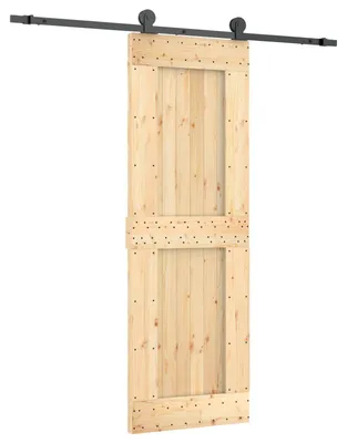 Image de Porte coulissante Naturel et noir 70 x 210 cm