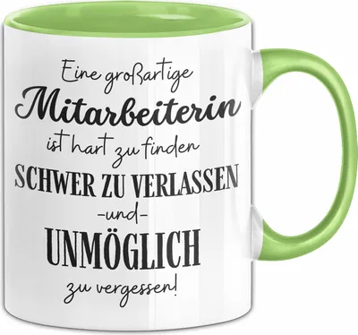 Produktbild von Mitarbeiterin Abschied Geschenk Tasse Abschiedsgeschenk für Mitarbeiterin Hart Zu Finden Schwer Zu Verlassen (Grün)
