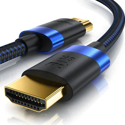 Produktbild von Primewire - 5m High Speed 8K HDMI Kabel 2.1 mit Ethernet ARC 3D 4K Ultra HD 7680x4320 @ 120 Hz PS4 360 TV OLED PC Laptop Beamer Monitor - Schwarz/Blau