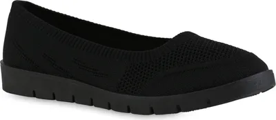 Produktbild von VAN HILL Damen Sportliche Ballerinas Bequeme Strick Profil-Sohle Schuhe 841603, Farbe: Schwarz, Größe: 37