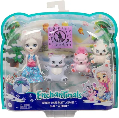 Productafbeelding van Enchantimals Familie speelset, Pristina ijsbeerpop (15,24 cm) met 3 dierenfiguren