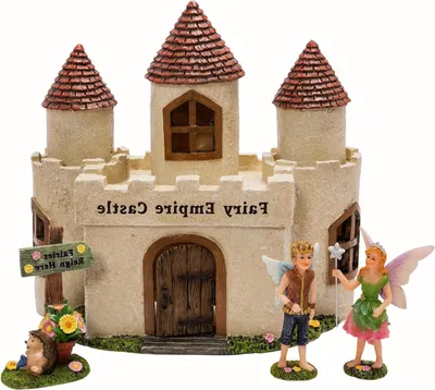 Productafbeelding van Tuinhuis set - Sprookjeskasteel set - Miniatuur tuin - Werkende deur - 22.5 cm hoog - Meerkleurig