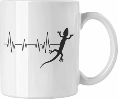 Produktbild von Trendation - Echse Reptilien Herzschlag Tasse Geschenk für Echsen Züchter Reptilien Hobby Geschenkidee (Weiß)