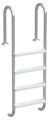 Produktbild von QEENTOE Edelstahl 304 Poolleiter 4-stufig, rutschfeste Einbau-Sicherheitsleiter, silber, belastbar bis 150kg, Maße 157 x 54 x 26 cm für Schwimmbecken
