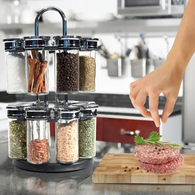 Produktbild von Gewürzkarussell Glastöpfe 16 Töpfe