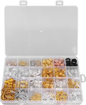 Produktbild von 259-teiliges Dreadlock-Perlenring-Set zum Selbermachen, exquisite, modische Haarflechtring-Clips, Dekorationszubehör