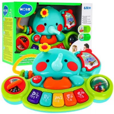 Produktbild von Interaktiver Elefant mit Miniklavier für Kinder ab 6 Monaten, Musikspielzeug + Rassel