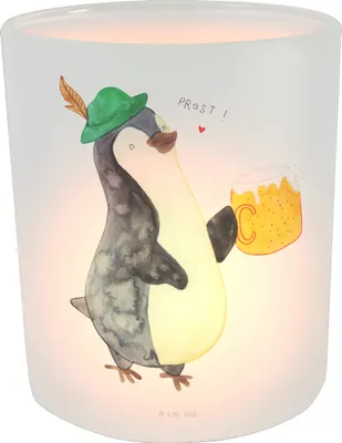 Produktbild von Mr. & Mrs. Panda Windlicht Glas Pinguin Bier - Transparent - Geschenk, aus, Kerzenhalter, Teelichthalter, , Beschwippst
