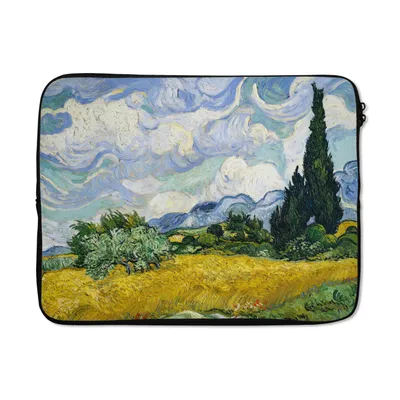 Produktbild von MuchoWow® Laptop Hülle 17 Zoll Laptoptasche Weizenfeld mit Zypressen - Vincent van Gogh - Zipper - Schutzabdeckung