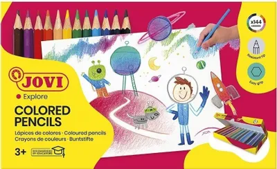 Image de Crayons de couleur en bois JOVI - lot économique de 144 pièces, 12 couleurs