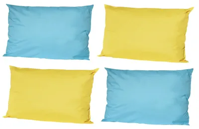 Produktbild von JACK 4x Outdoor Lounge Kissen 30x50cm viele Farben Dekokissen inkl. Füllung Wasserfest Sitzkissen Garten Stuhl, Farbe:2x Gelb - 2x Hellblau