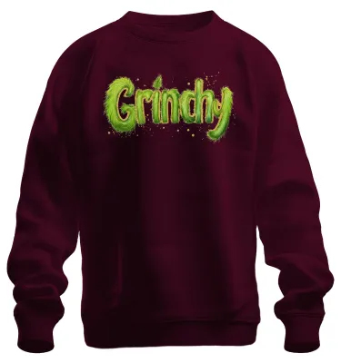 Produktbild von Grinchy Weihnachtsgeschenk Grinch lustig grün Flauschoptik Sweatshirt Pullover, Burgundy, S