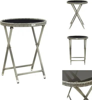 Produktbild von vidaXL Beistelltisch Grau 60 cm Poly Rattan und Hartglas - Gartentische