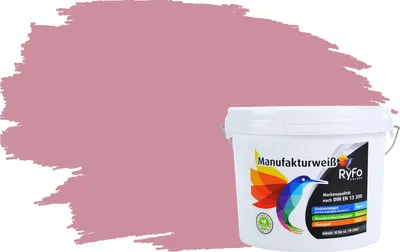 Produktbild von RyFo Colors Bunte Wandfarbe Manufakturweiß Pastellpink 3l - weitere Violett Farbtöne und Größen erhältlich, Deckkraft Klasse 1, Nassabrieb Klasse 1