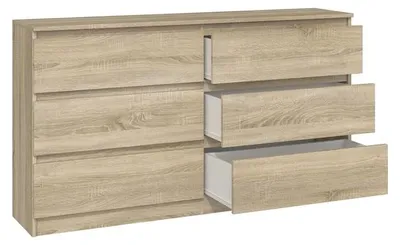 Image de Commode à 6 tiroirs, design minimaliste, en chêne Sonoma