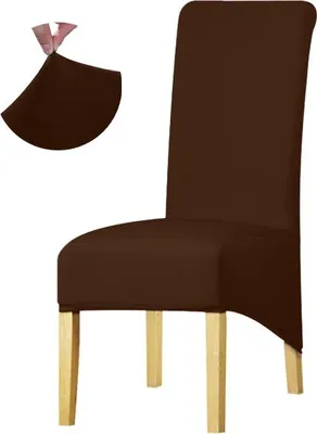 Produktbild von MEBLE ODNOWA, Stuhlbezug für schräge Stühle, Größe XXL, glatter Bezug, Braun, Schonbezug, elastisch, glatt, ohne Muster, maschinenwaschbar