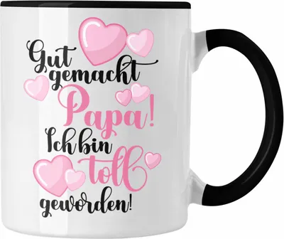 Produktbild von Trendation - Vater Papa Tasse Geschenk von Tochter zum Geburtstag Weihnachten Kaffeetasse Lustig Geschenke Vatertag Vatertagsgeschenk (Schwarz)