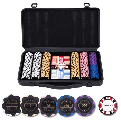 Zdjęcie produktu dla Zestaw pokerowy 300 żetonów z nominałami 14g