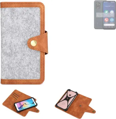 Produktbild von K-S-Trade Handyhülle kompatibel mit Doro 8200 Schutzhülle Filz-Hülle Kunst-Leder hellgrau braun (1x)