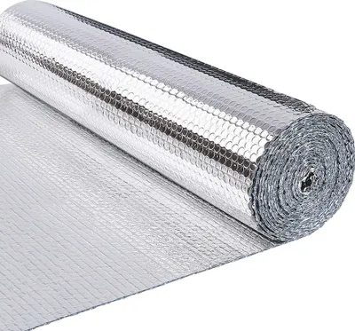 Zdjęcie produktu dla Folia izolacyjna VOUNOT® 20 m × 100 cm, podwójna folia aluminiowa z warstwą powietrzną, folia odbijająca ciepło do grzejników
